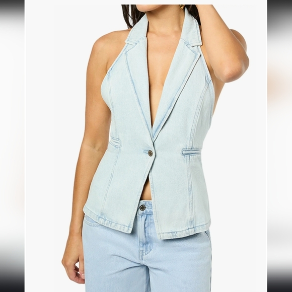 NWT $98 WeWoreWhat Denim Vest In Size Xs - Picture 3 of 11